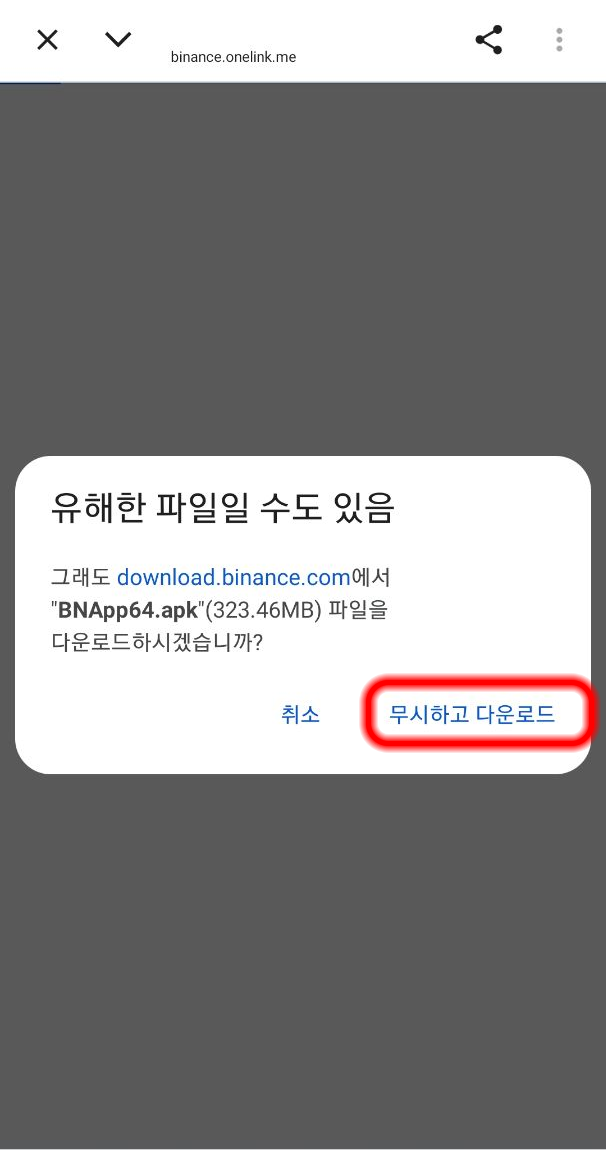 경고창에서 무시하고 다운로드를 선택합니다.