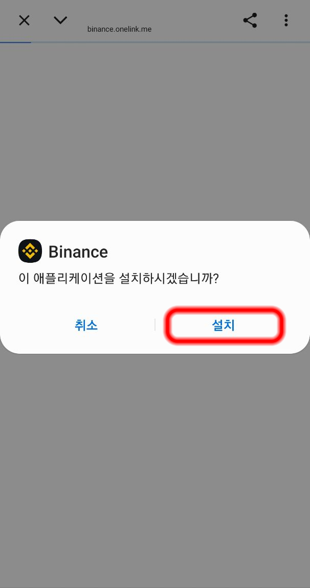 설치 버튼을 눌러 Binance 앱을 설치합니다.