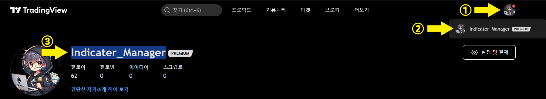 트레이딩뷰 유저닉네임 위치